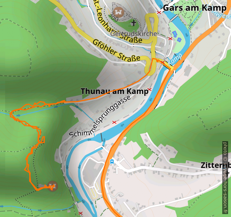 Carte et tracé GPS de la randonnée à la ruine Schimmelsprung. Photo © André M. Winter
