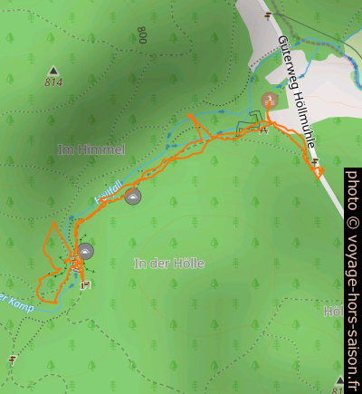 Carte et tracé GPS du Höllfall. Photo © André M. Winter