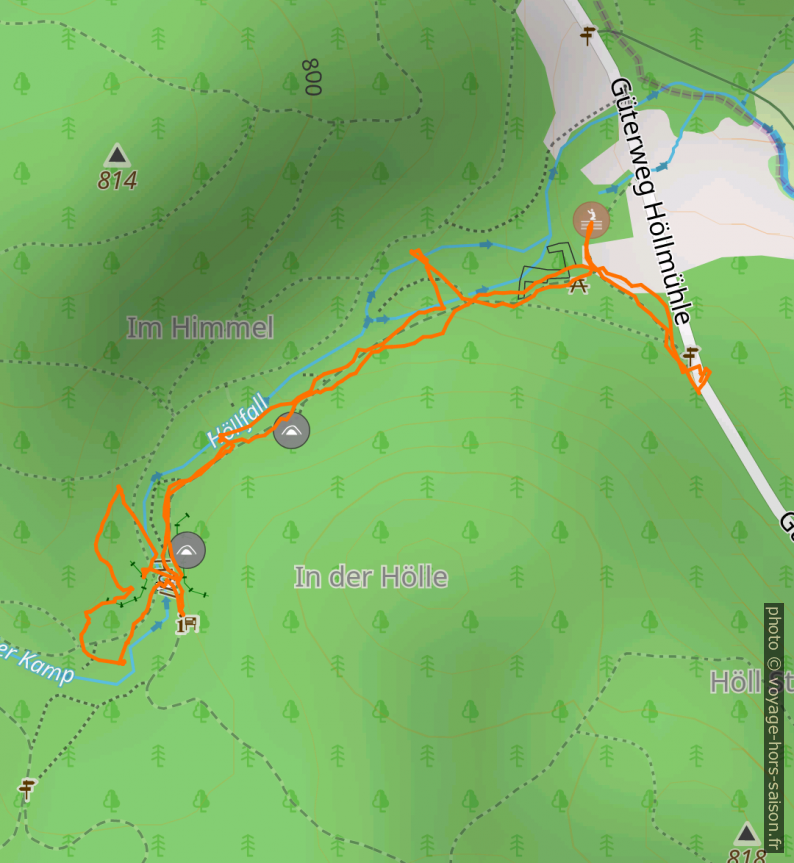 Carte et tracé GPS du Höllfall. Photo © André M. Winter