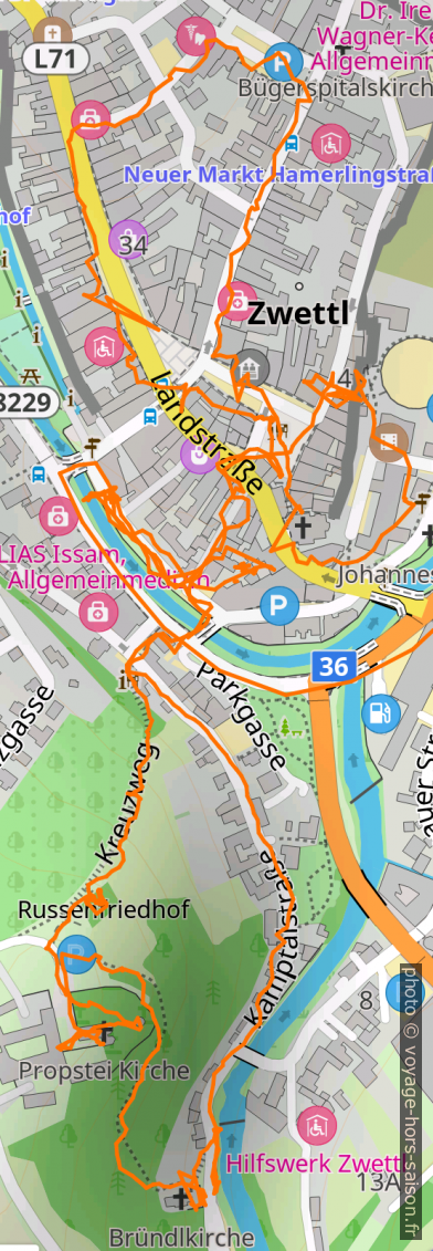 Carte et tracé GPS de Zwettl. Photo © André M. Winter