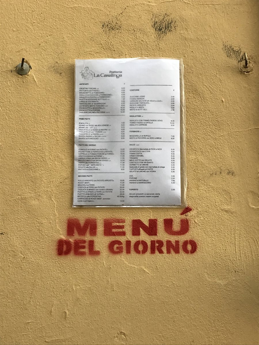 Menu de la Trattoria Casalinga. Photo © Alex Medwedeff