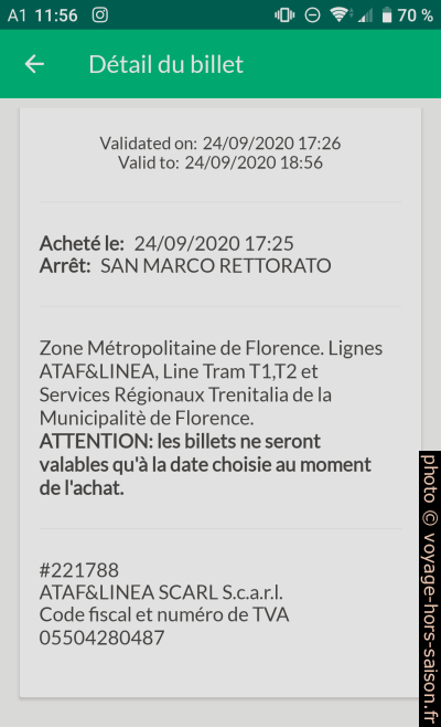 Application Nugo (n'existe plus) ticket version texte. Photo © André M. Winter