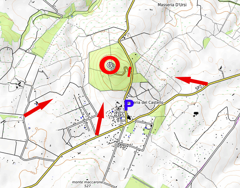 Carte OpenTopoMap avec les vues sur le Castel del Monte