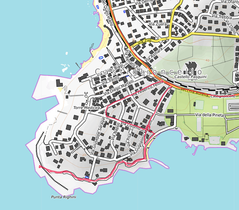 Carte OpenTopoMap de Castiglioncello