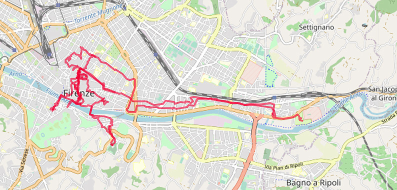 Carte OpenStreetMap de Florence et du camping à l'est