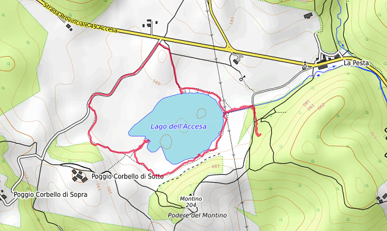 Carte OpenTopoMap du Lago dell’Accesa