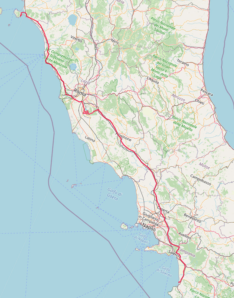 Carte OpenStreetMap de Porto Ercole à Paestum