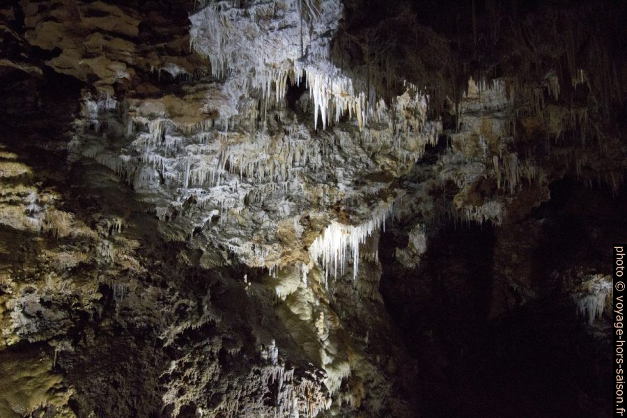 Stalactites dans la grande salle de la Grotte de Clamouse. Photo © André M. Winter