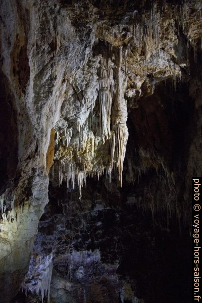 Stalactites-drapeaux dans la Grotte de Clamouse. Photo © André M. Winter