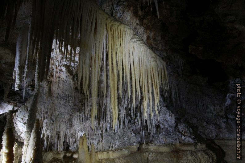 Drapeaux frangées dans la Grotte de Clamouse. Photo © André M. Winter