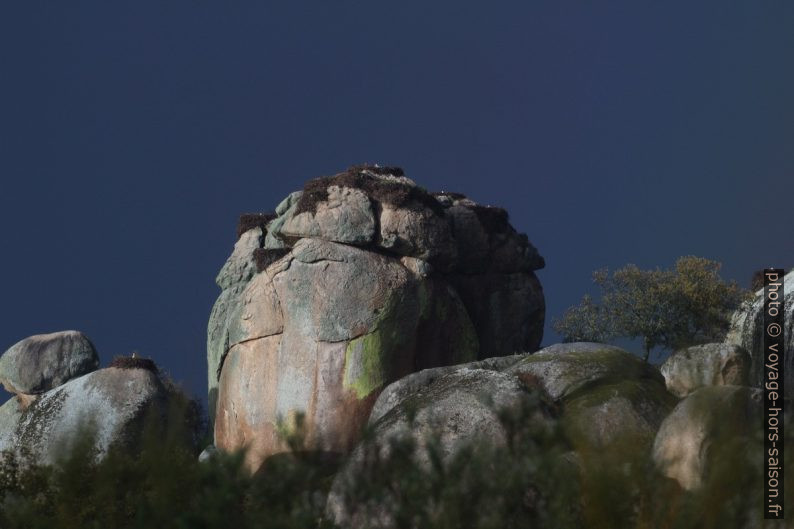 Nids de cigognes sur les rochers des Barruecos. Photo © André M. Winter