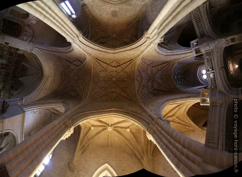 Vue verticale vers le haut dans la croisée du transept de l'église Santa María La Mayor. Photo © André M. Winter