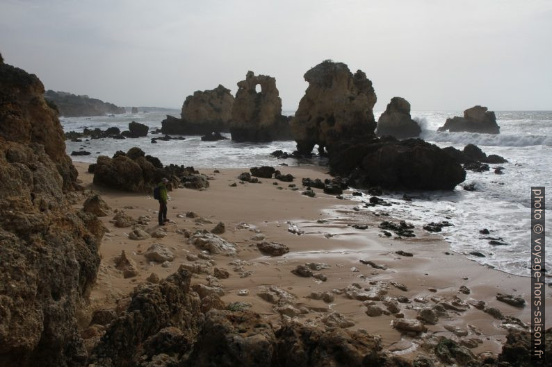 Rochers de la Praia dos Arrifes par mer basse. Photo © Alex Medwedeff