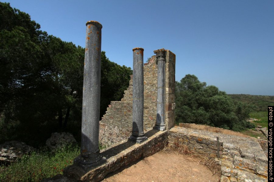 Colonnes du temple sur le forum de Miróbriga. Photo © André M. Winter