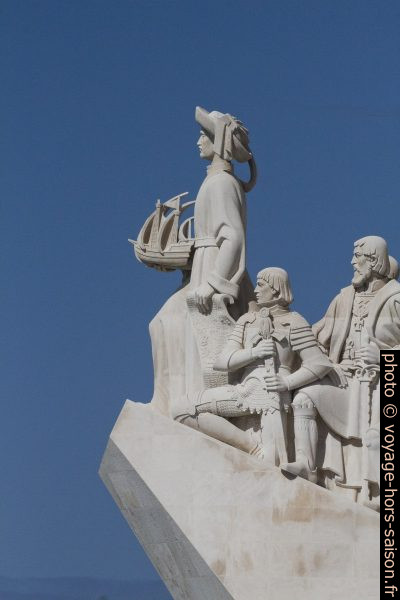 Henri le Navigateur, Alphonse V et Vasco de Gama sur le Padrão dos Descobrimentos. Photo © André M. Winter