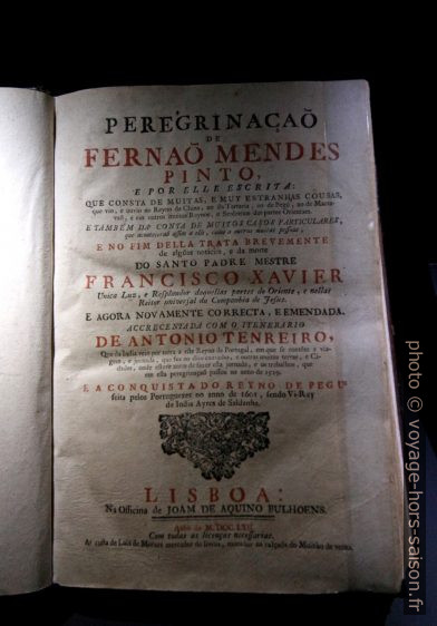 Livre Peregrinação de Fernão Mendes Pinto de 1762. Photo © André M. Winter