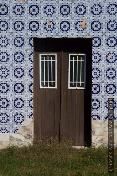 Carreaux bleus et blancs sur une simple maison. Photo © Alex Medwedeff