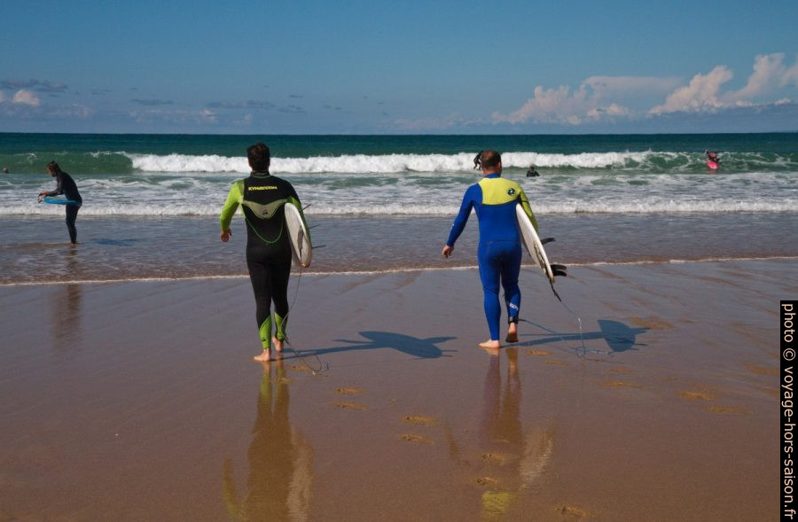 Surfeurs partant surfer. Photo © Alex Medwedeff