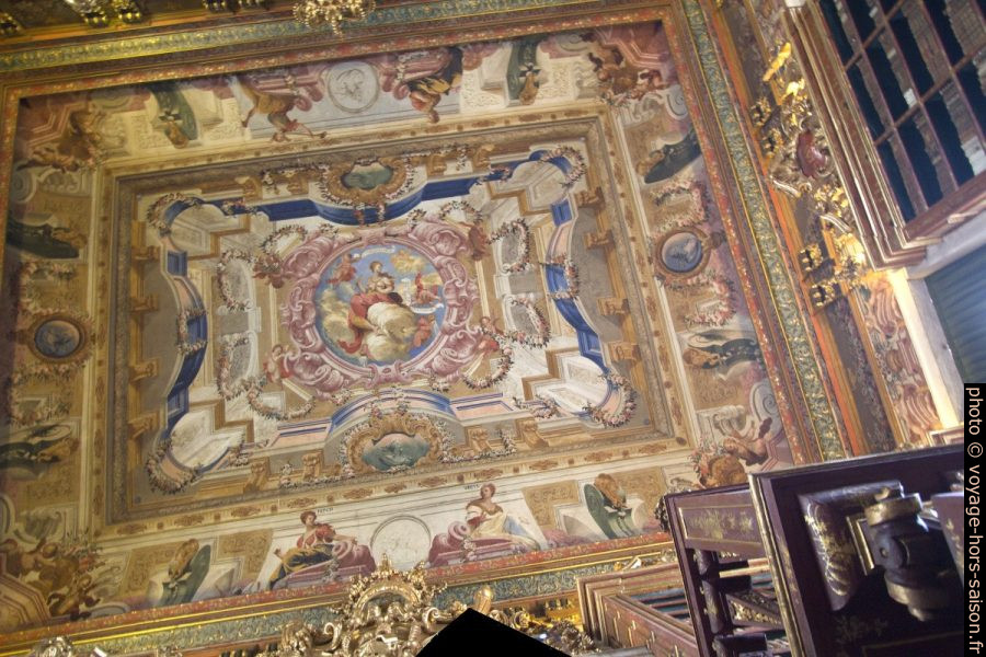 Plafond peint de l'une des salles de la Biblioteca Joanina. Photo © André M. Winter