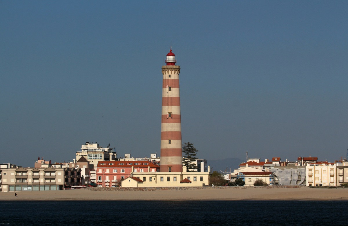 Phare d'Aveiro vu du môle sud. Photo © André M. Winter