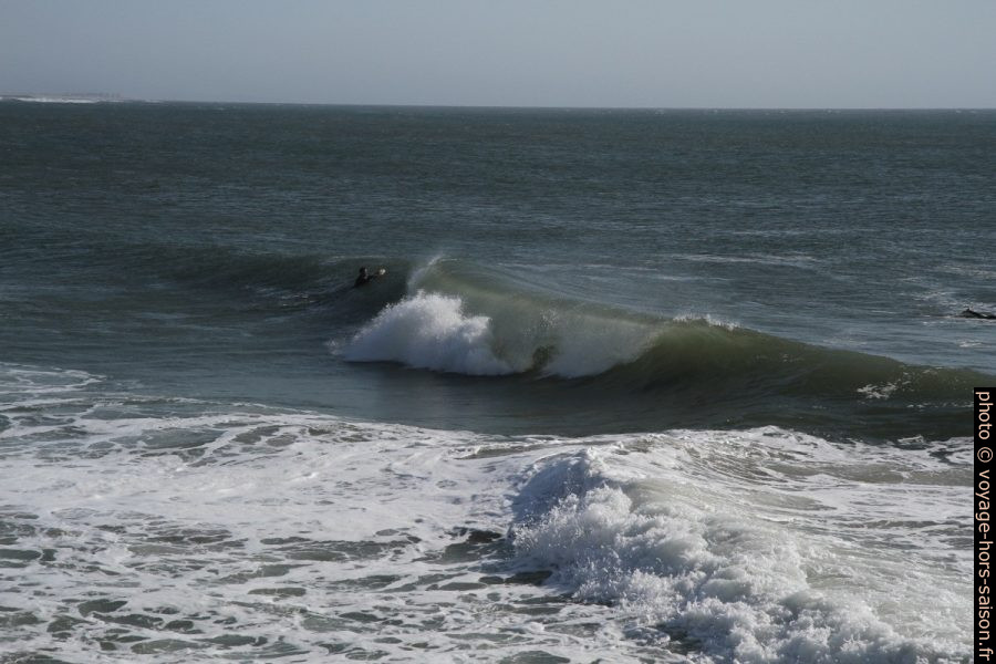 Vague qui déferle à Praia da Barra. Photo © Alex Medwedeff