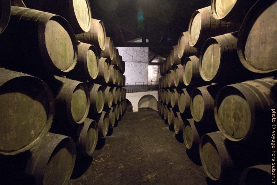 Rangées de fûts de porto dans les caves de Ferreira. Photo © André M. Winter