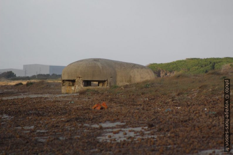 Bunker et pelotes de mer sur la plage de S'Ena Arrubia. Photo © André M. Winter