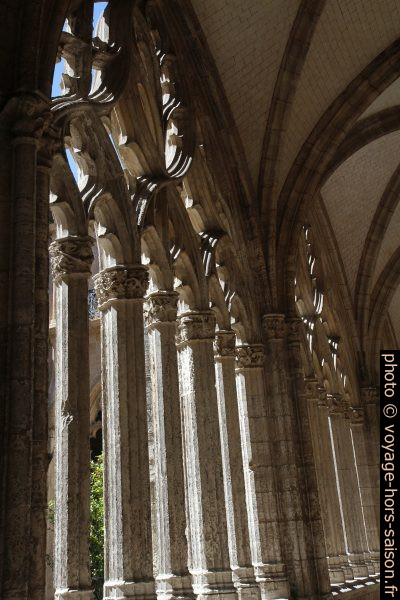 Colonnettes du remplage d'une arcade du cloître de la cathédrale d'Oviedo. Photo © Alex Medwedeff
