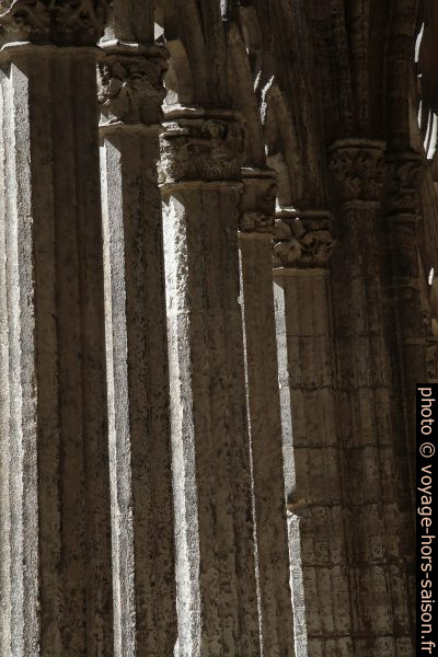 Colonnettes du remplage d'une arcade du cloître de la cathédrale d'Oviedo. Photo © Alex Medwedeff