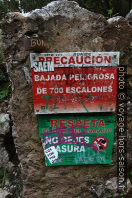 Avertissement à l'accès de l'escalier de la Punta del Caballo. Photo © André M. Winter
