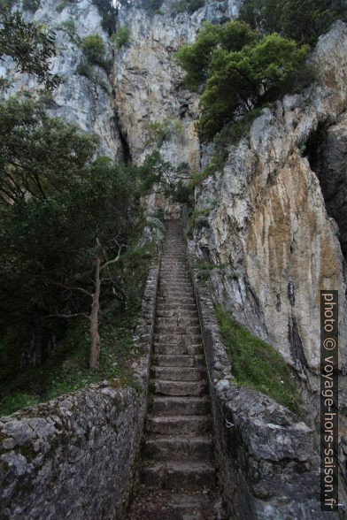 Partie verticale de l'escalier du Faro del Caballo. Photo © André M. Winter