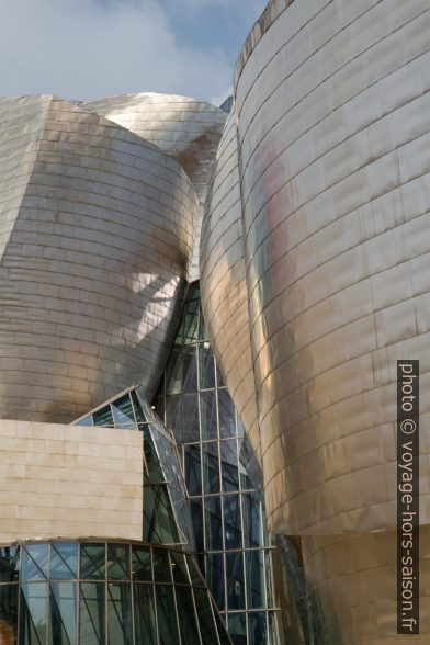 Vitres imbriquées dans les formes courbées du Musée Guggenheim. Photo © Alex Medwedeff