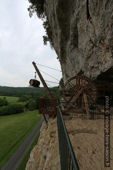 Position du treuil à tambour de la Roque St.-Christophe. Photo © André M. Winter