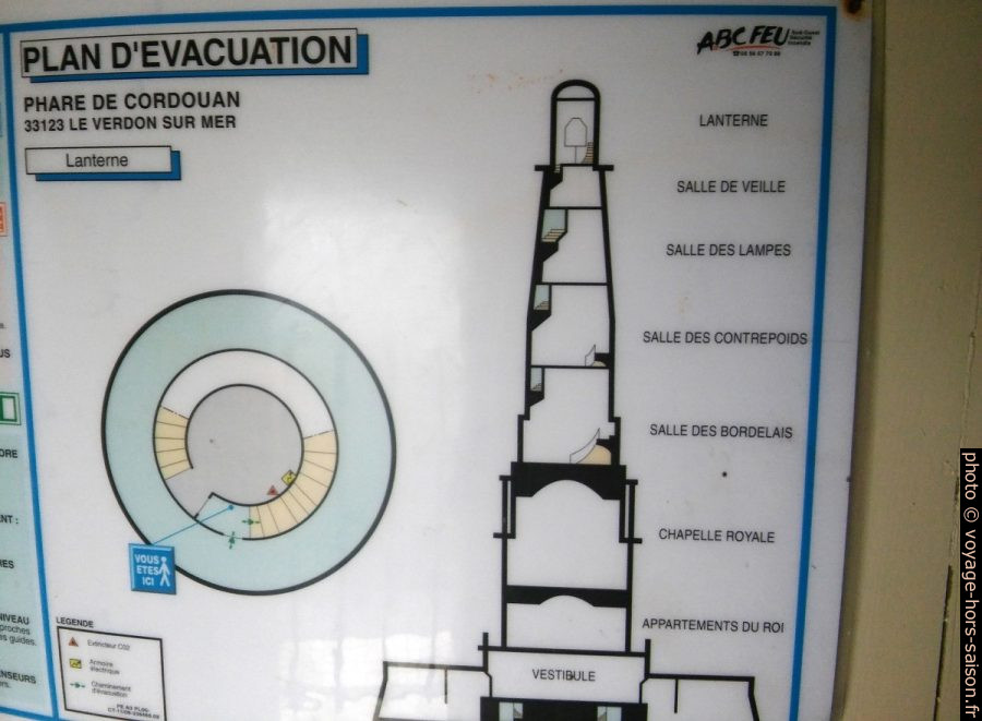 Plan d'évacuation du Phare de Cordouan. Photo © André M. Winter