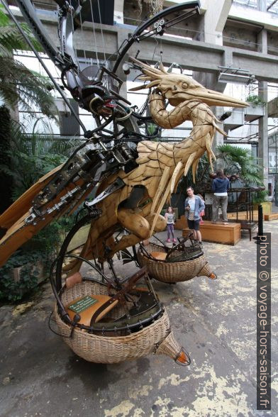 Un oiseau dans la Galerie des Machines de Nantes. Photo © André M. Winter