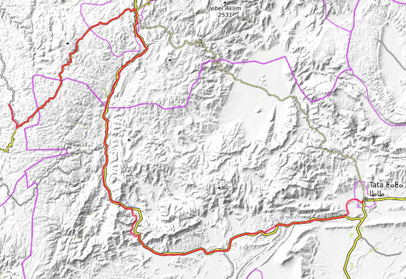 Carte OpenTopoMap de Tasguent à Tata