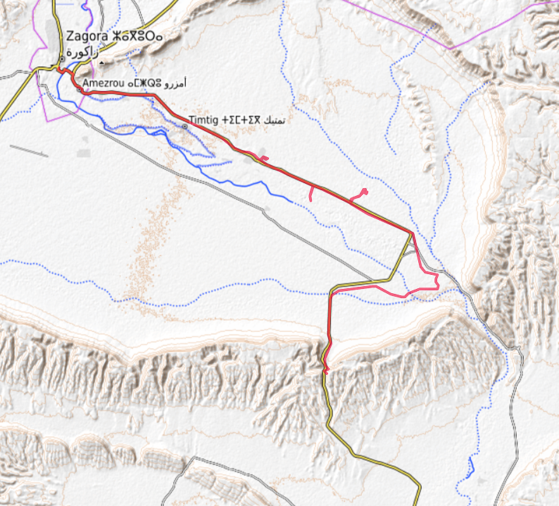 Carte OpenTopoMap du sud de Zagora