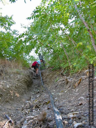 Descente ballast de la ligne de chemin de fer dans la partie ouverte de la Garganta del Chorro. Photo © André M. Winter