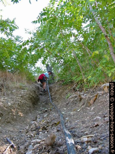 Descente ballast de la ligne de chemin de fer dans la partie ouverte de la Garganta del Chorro. Photo © André M. Winter