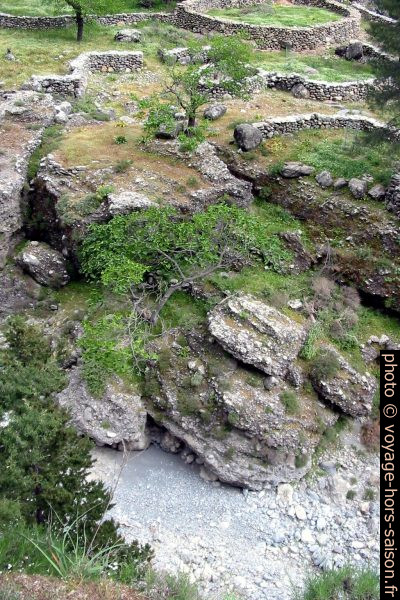 Enclos et bancs de conglomérat dans les Gorges de Samaria. Photo © André M. Winter
