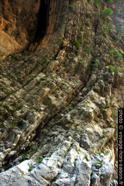 Plis de la roche calcaire dans les Gorges de Samaria. Photo © André M. Winter