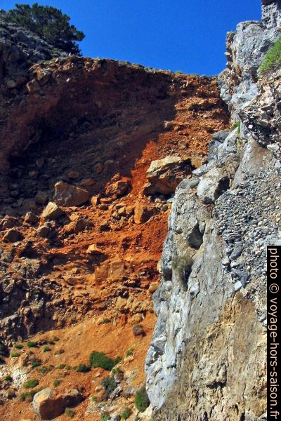 Glissement de terrain sur le sentier européen E4 en Crète. Photo © André M. Winter