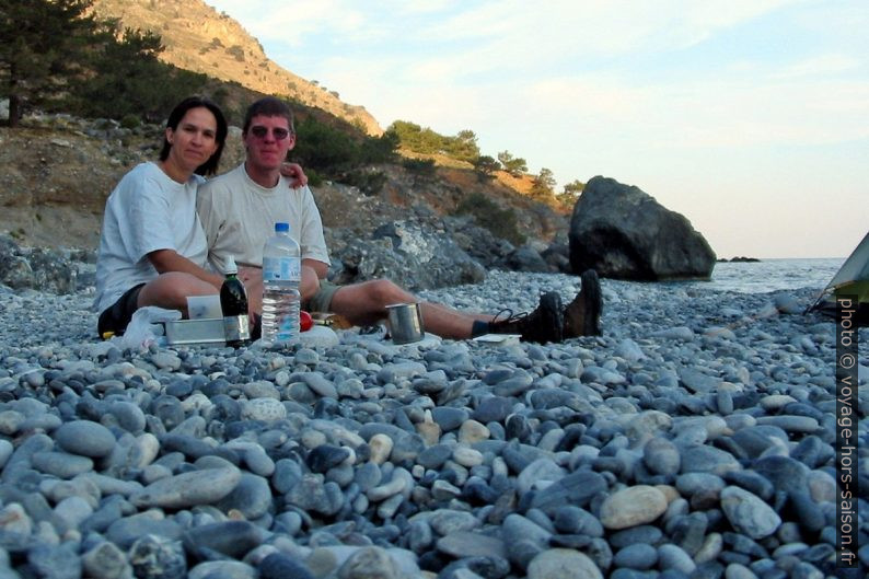 Alex und André le soir sur la Plage de Sentoni. Photo © André M. Winter