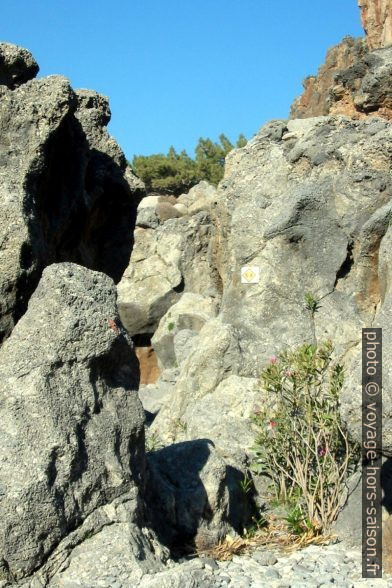 Le sentier européen E4 passe dans la côte escarpé au pied des Gorges de Tripiti. Photo © André M. Winter