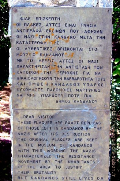 Explication du monument du massacre de Kándanos. Photo © André M. Winter