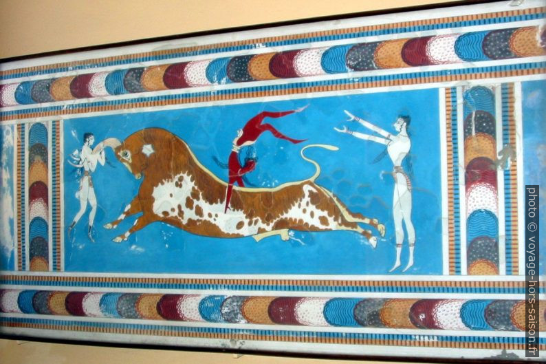 Fresque des sauteurs de taureau à Cnossos. Photo © André M. Winter
