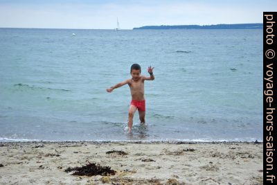Nicolas trouve la Mer de l'est trop froide. Photo © Alex Medwedeff