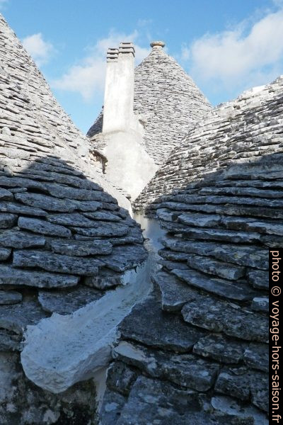 Rigoles entre les cônes de trulli à Alberobello. Photo © André M. Winter