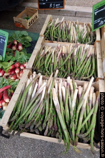 Radis et asperges en cagettes. Photo © André M. Winter