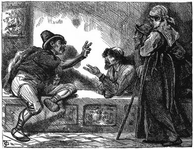 Vignette montrant le jeu mora tiré de Tafereelen uit Italië de Charles Dickens